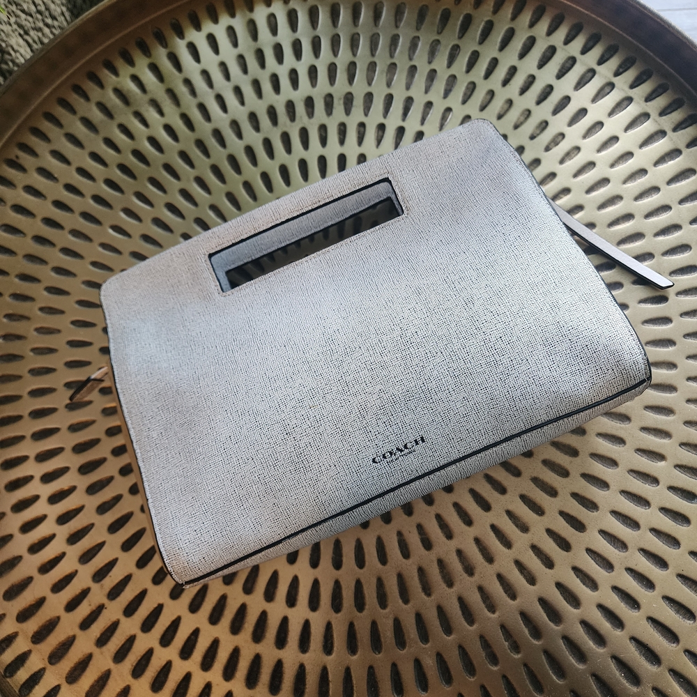 Coach Light Gray and Beige Clutch Bag